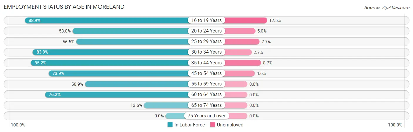 Employment Status by Age in Moreland