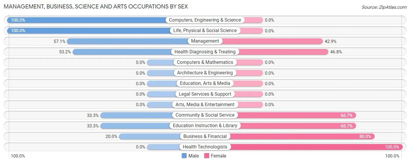 Management, Business, Science and Arts Occupations by Sex in Nahunta