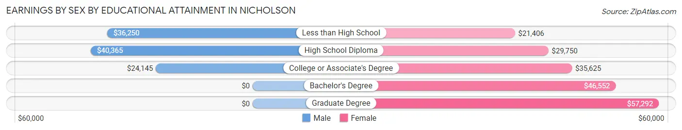 Earnings by Sex by Educational Attainment in Nicholson