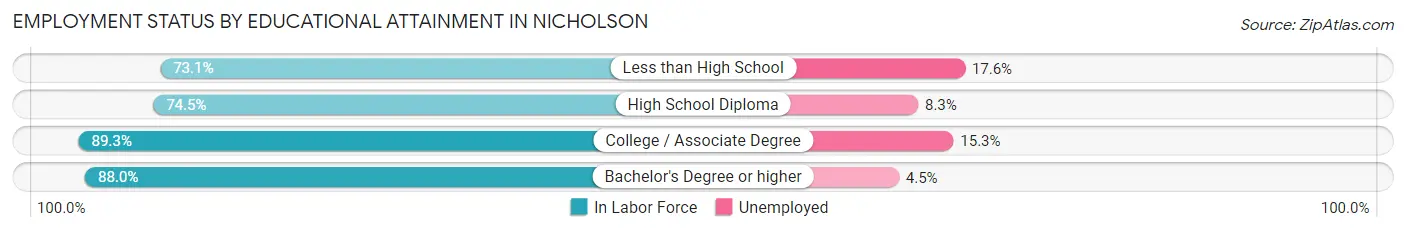Employment Status by Educational Attainment in Nicholson