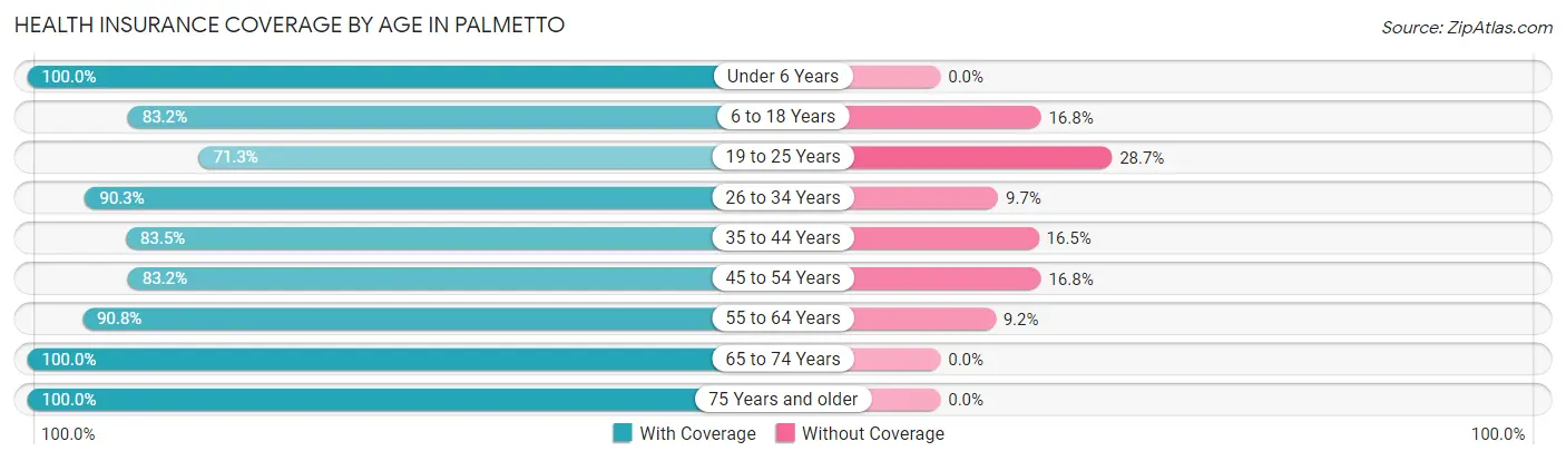 Health Insurance Coverage by Age in Palmetto