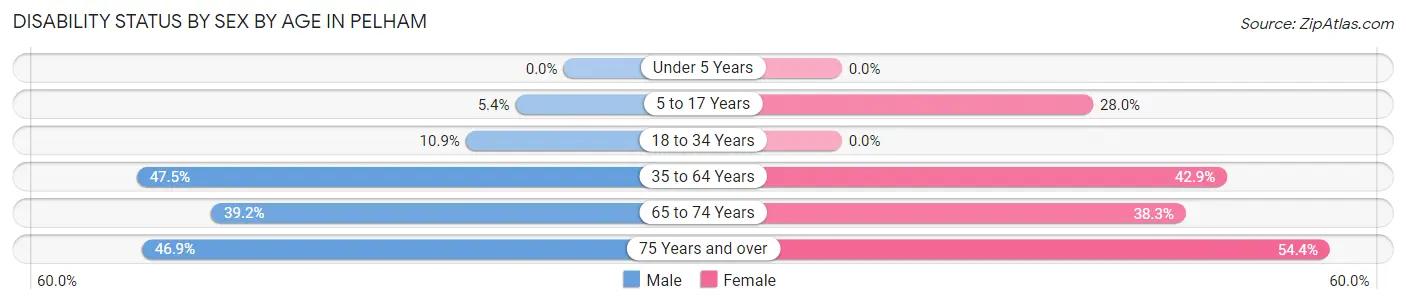 Disability Status by Sex by Age in Pelham