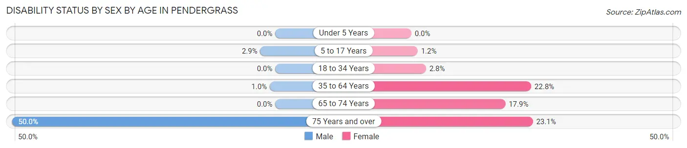 Disability Status by Sex by Age in Pendergrass