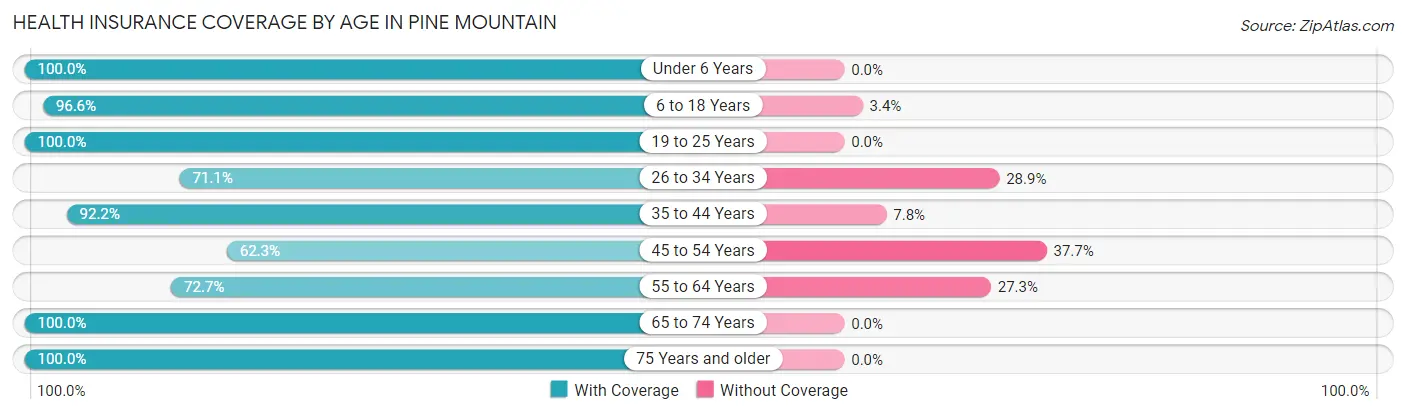 Health Insurance Coverage by Age in Pine Mountain