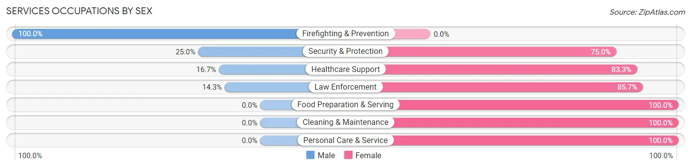 Services Occupations by Sex in Pineview