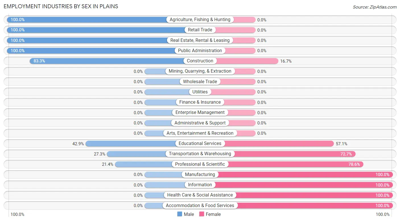 Employment Industries by Sex in Plains