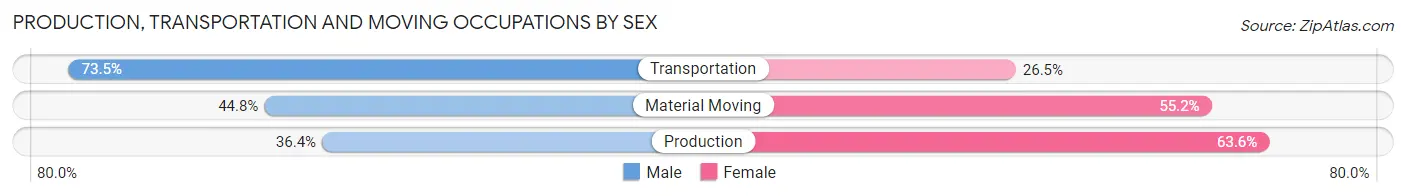 Production, Transportation and Moving Occupations by Sex in Portal