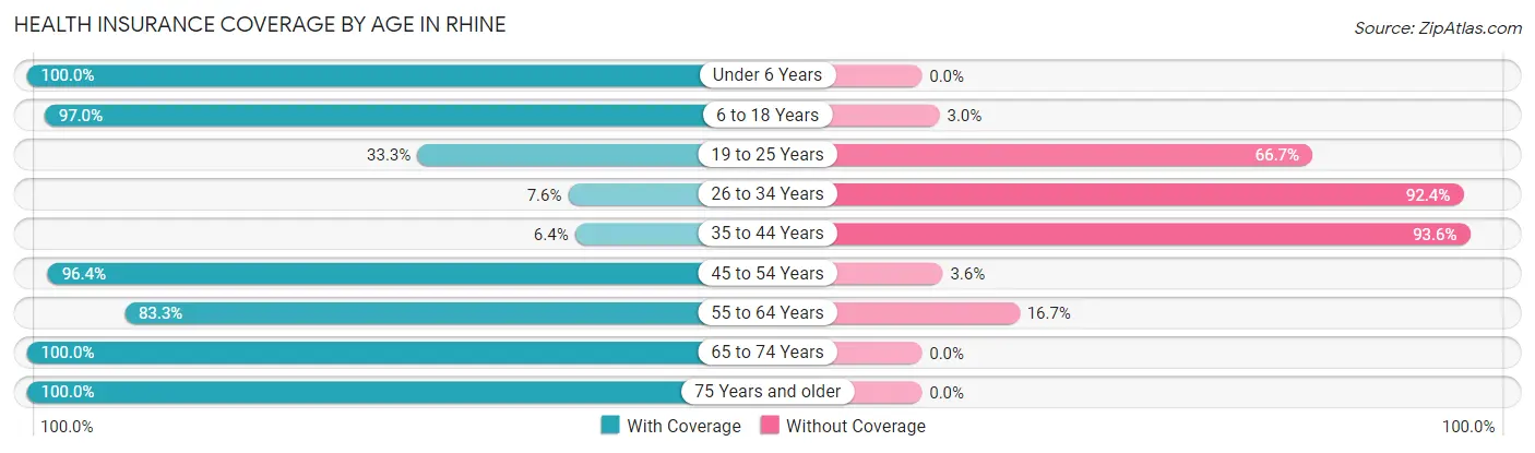 Health Insurance Coverage by Age in Rhine