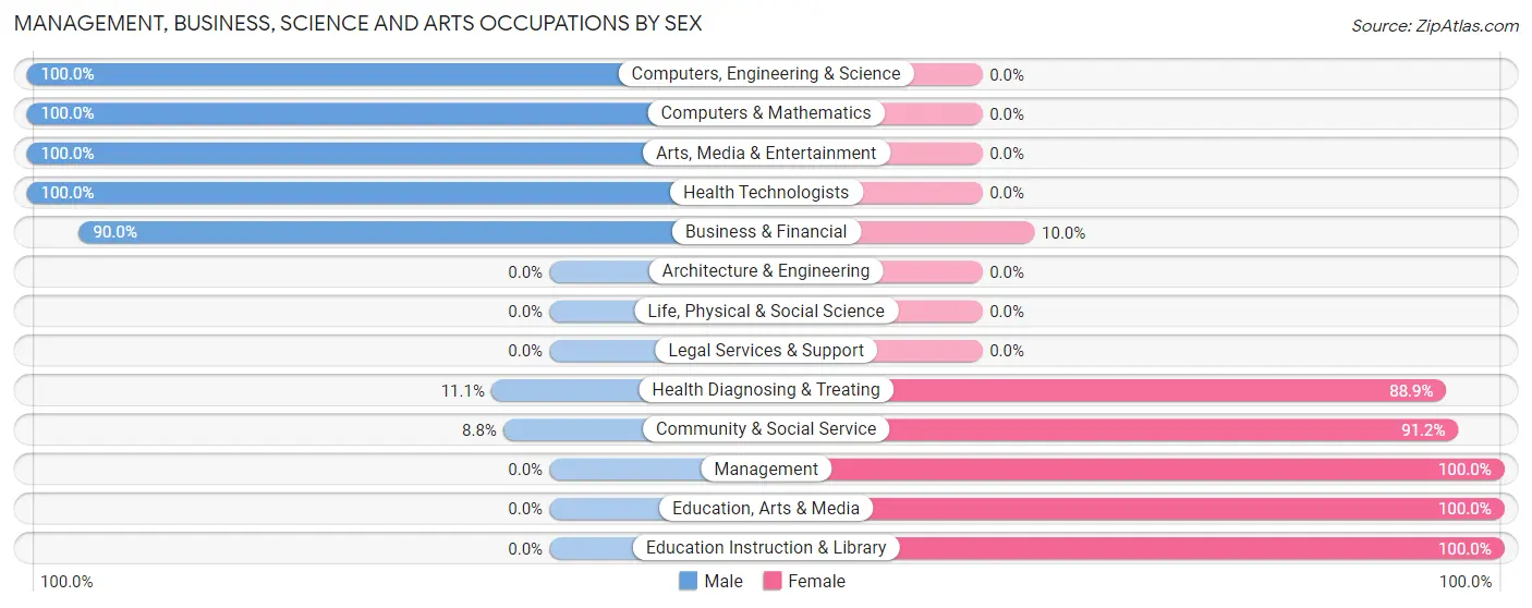 Management, Business, Science and Arts Occupations by Sex in Riceboro