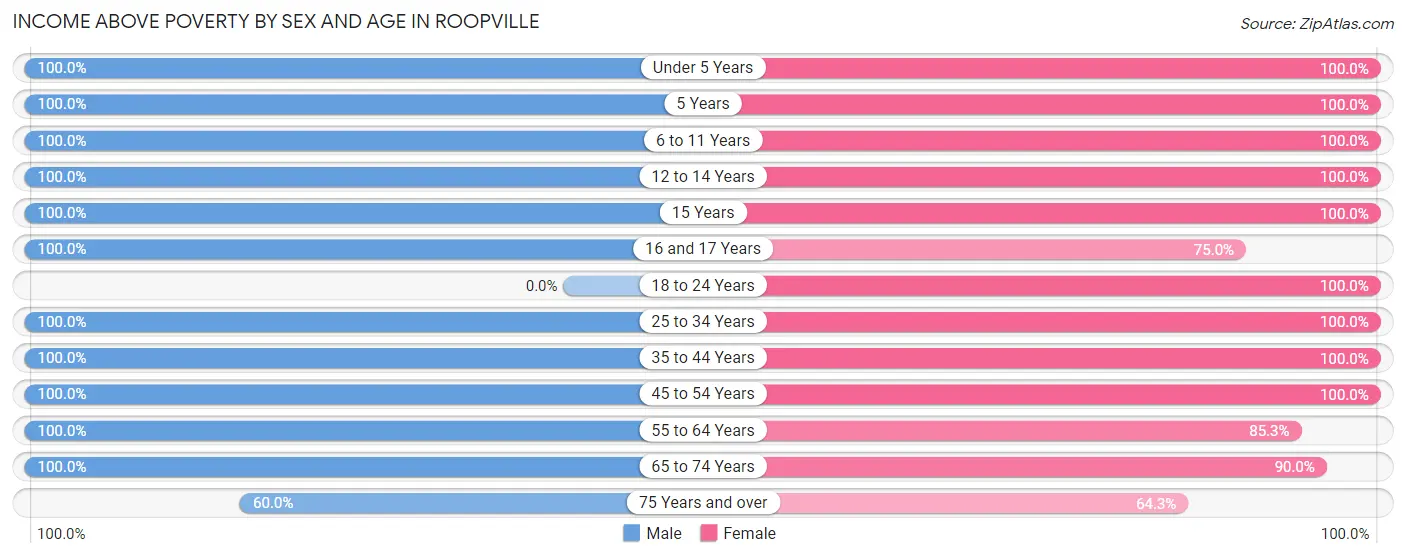 Income Above Poverty by Sex and Age in Roopville