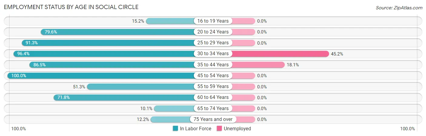 Employment Status by Age in Social Circle