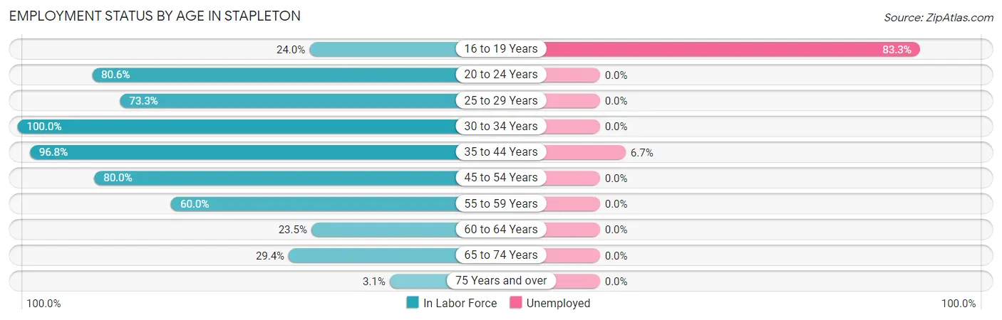 Employment Status by Age in Stapleton