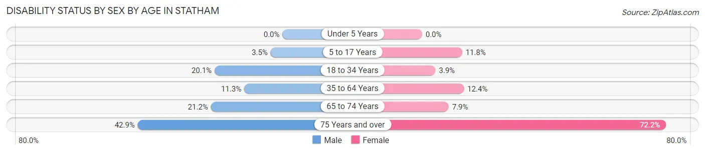 Disability Status by Sex by Age in Statham