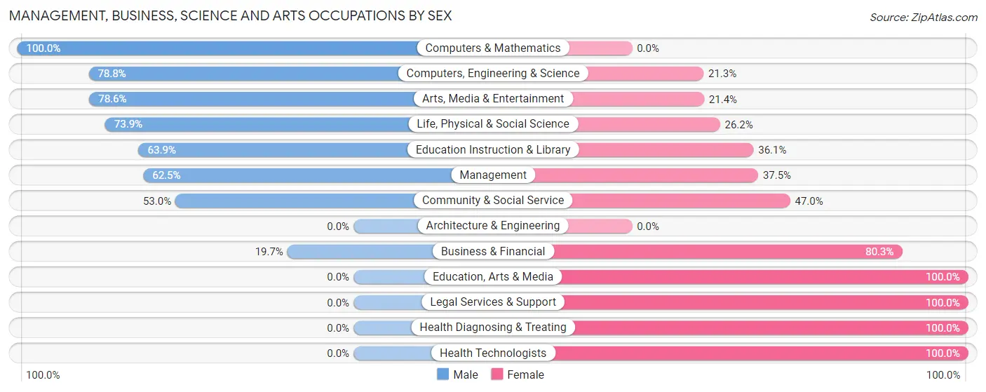 Management, Business, Science and Arts Occupations by Sex in Statham