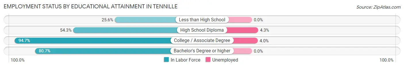 Employment Status by Educational Attainment in Tennille