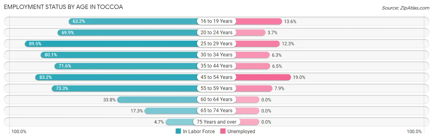 Employment Status by Age in Toccoa