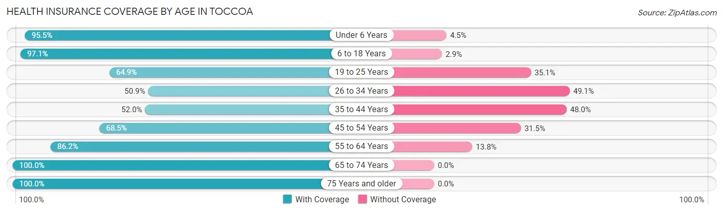 Health Insurance Coverage by Age in Toccoa