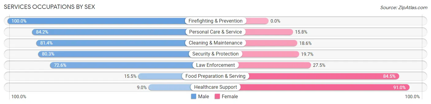 Services Occupations by Sex in Toccoa
