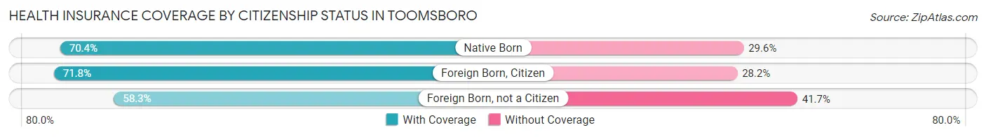 Health Insurance Coverage by Citizenship Status in Toomsboro