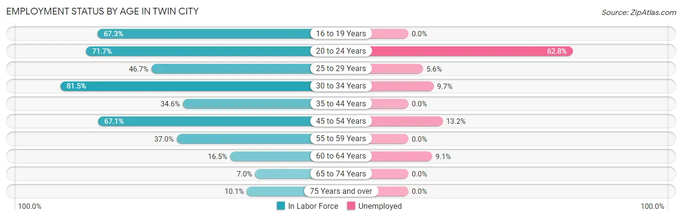 Employment Status by Age in Twin City