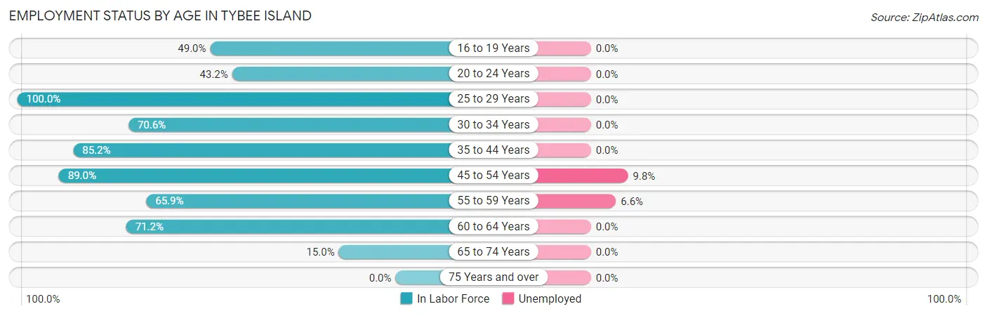 Employment Status by Age in Tybee Island