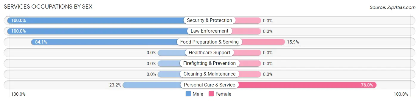 Services Occupations by Sex in Tybee Island