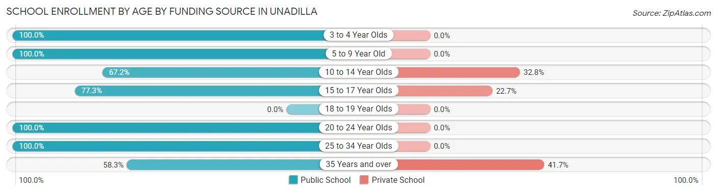 School Enrollment by Age by Funding Source in Unadilla