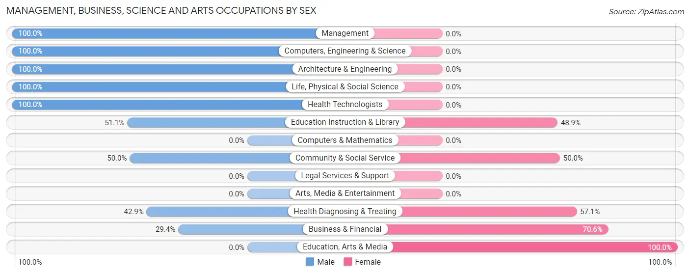 Management, Business, Science and Arts Occupations by Sex in Union Point