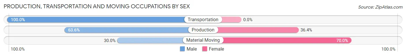Production, Transportation and Moving Occupations by Sex in Warm Springs