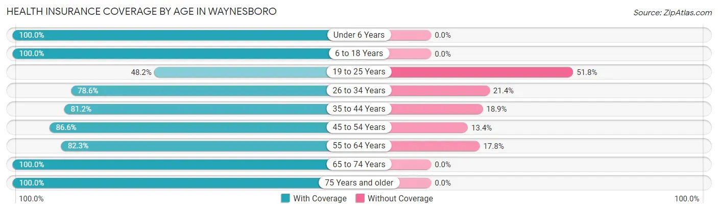 Health Insurance Coverage by Age in Waynesboro