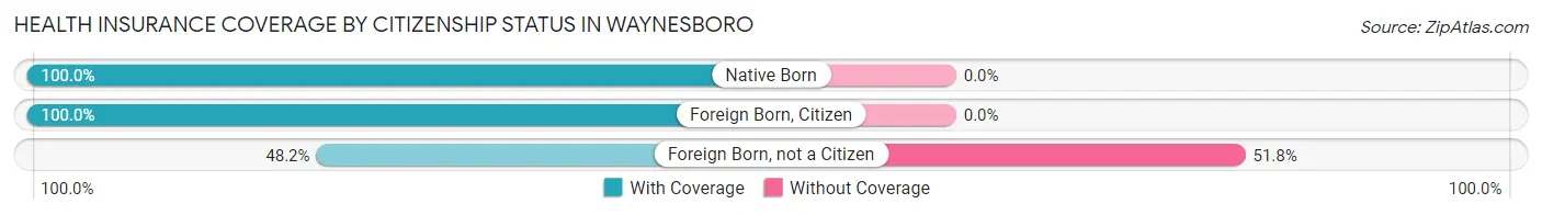 Health Insurance Coverage by Citizenship Status in Waynesboro