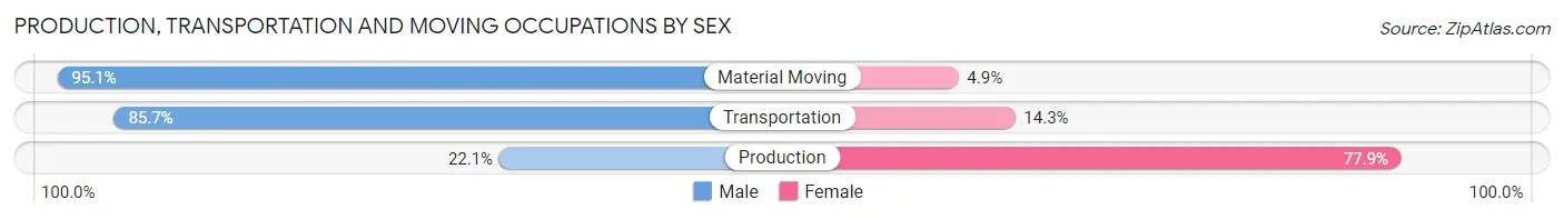 Production, Transportation and Moving Occupations by Sex in Waynesboro