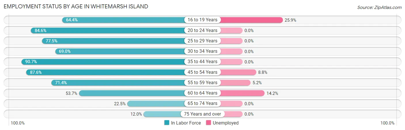 Employment Status by Age in Whitemarsh Island