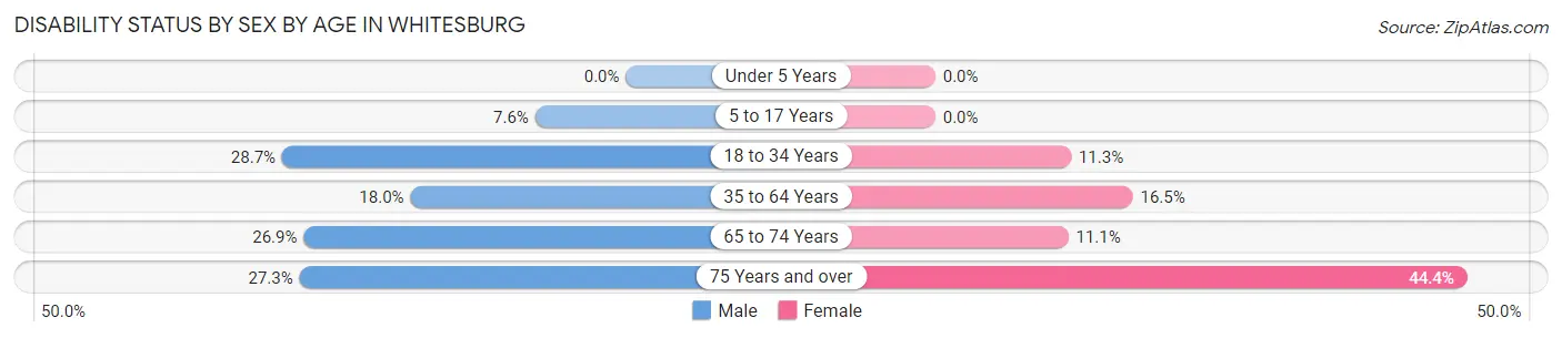 Disability Status by Sex by Age in Whitesburg