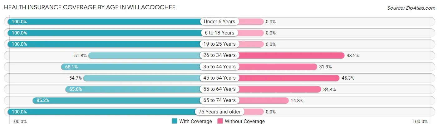 Health Insurance Coverage by Age in Willacoochee