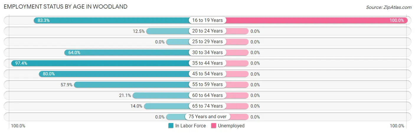 Employment Status by Age in Woodland