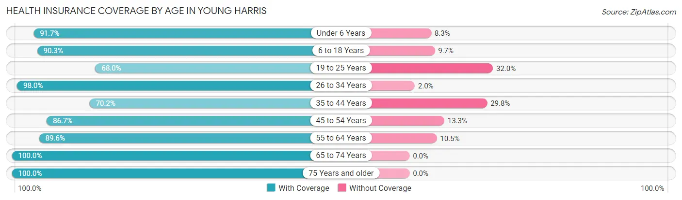 Health Insurance Coverage by Age in Young Harris