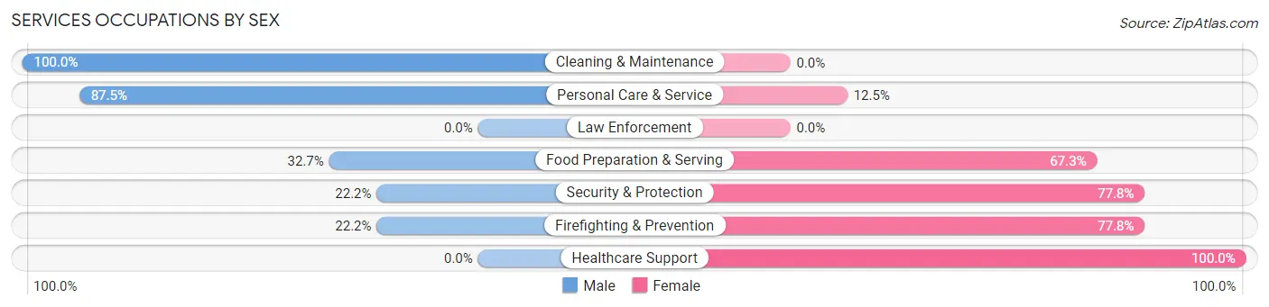 Services Occupations by Sex in Young Harris