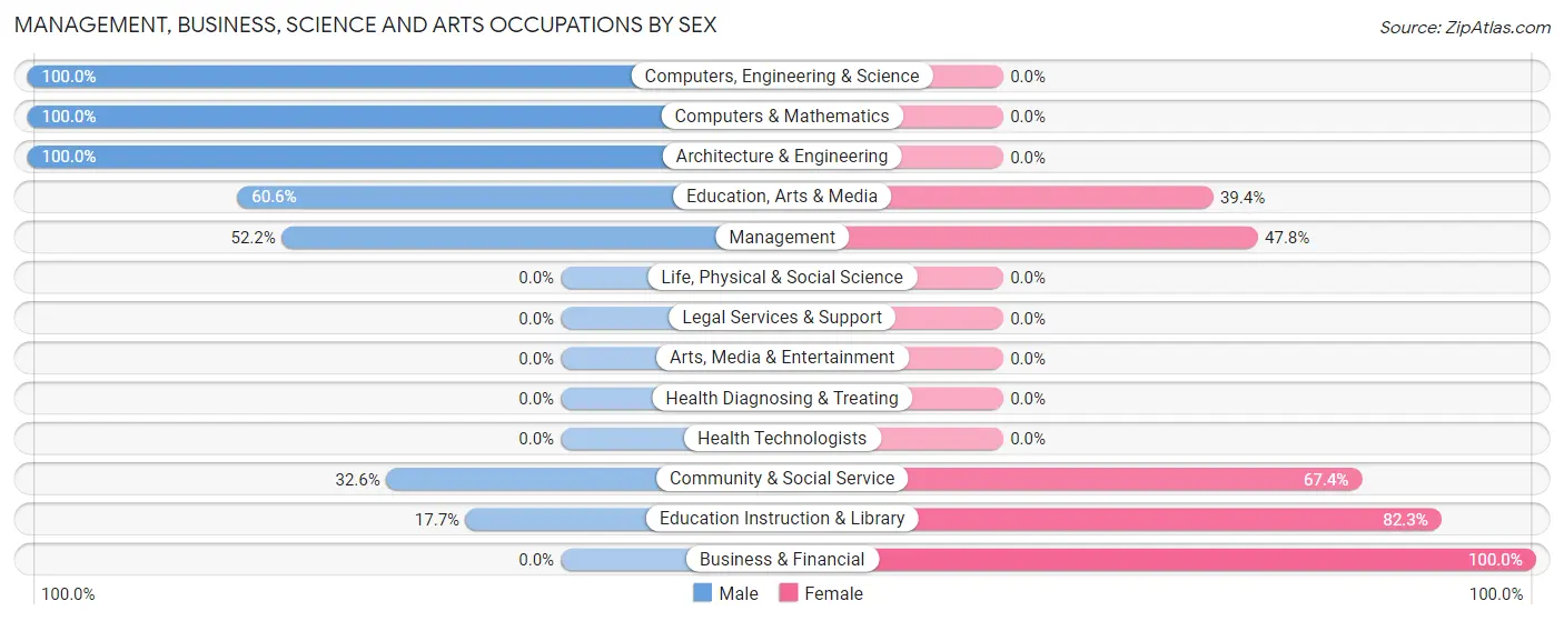 Management, Business, Science and Arts Occupations by Sex in Hanapepe