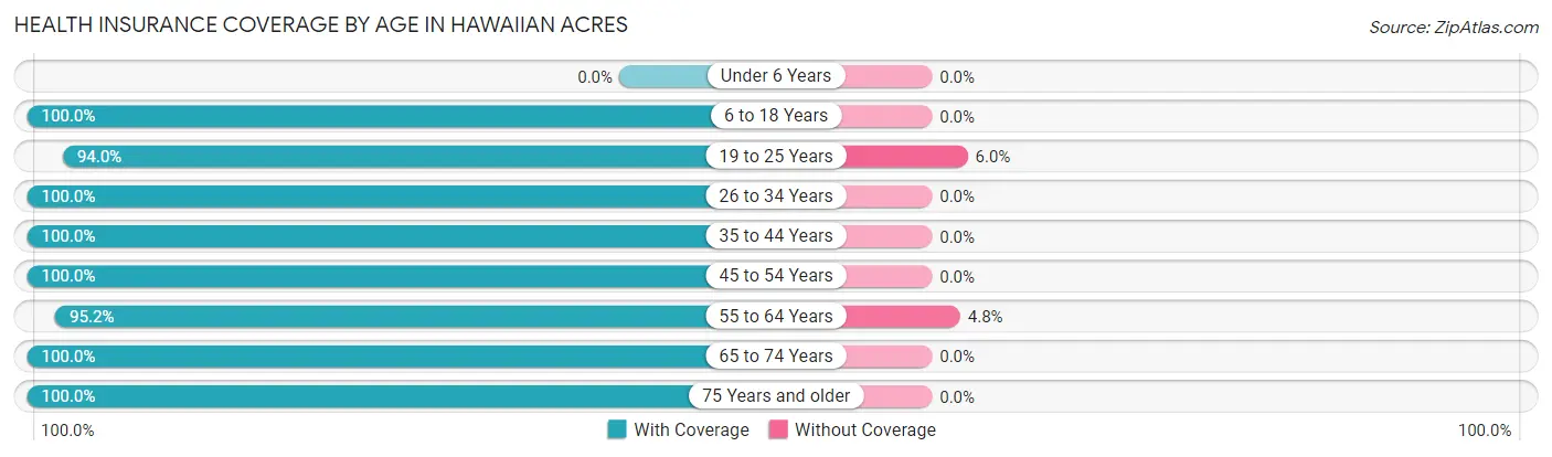 Health Insurance Coverage by Age in Hawaiian Acres
