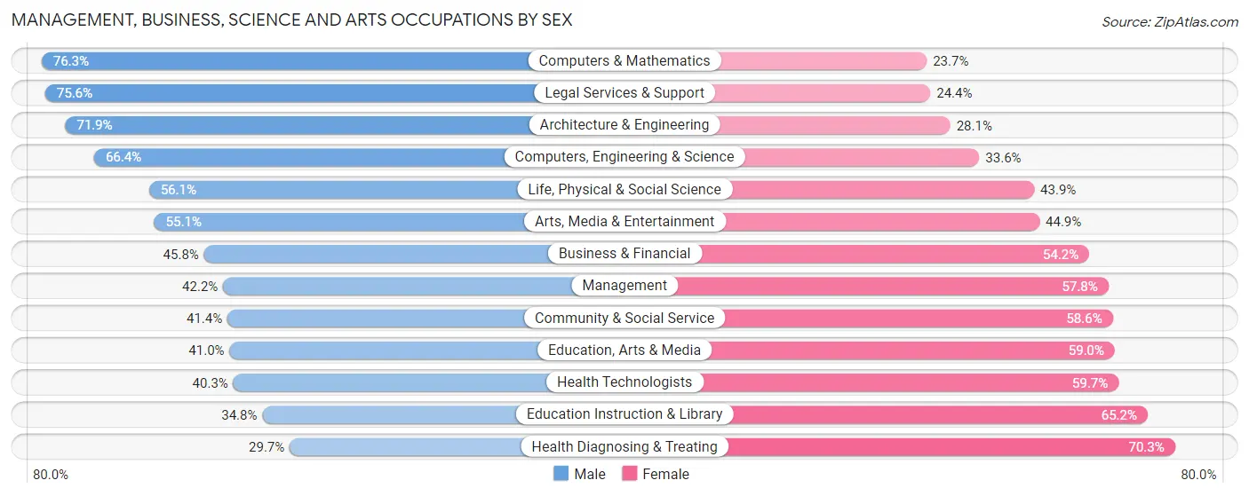 Management, Business, Science and Arts Occupations by Sex in Hilo