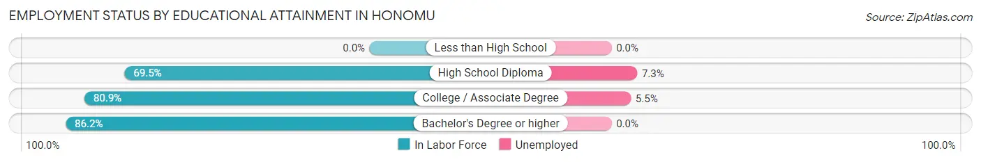 Employment Status by Educational Attainment in Honomu