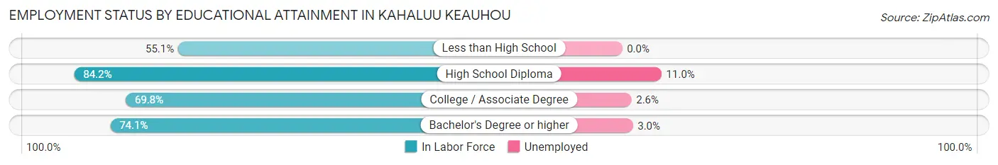 Employment Status by Educational Attainment in Kahaluu Keauhou