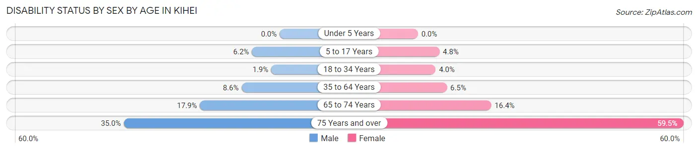 Disability Status by Sex by Age in Kihei