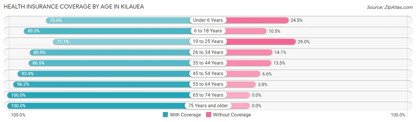 Health Insurance Coverage by Age in Kilauea