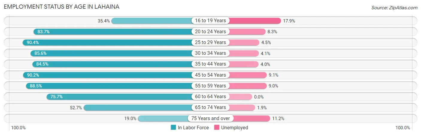 Employment Status by Age in Lahaina