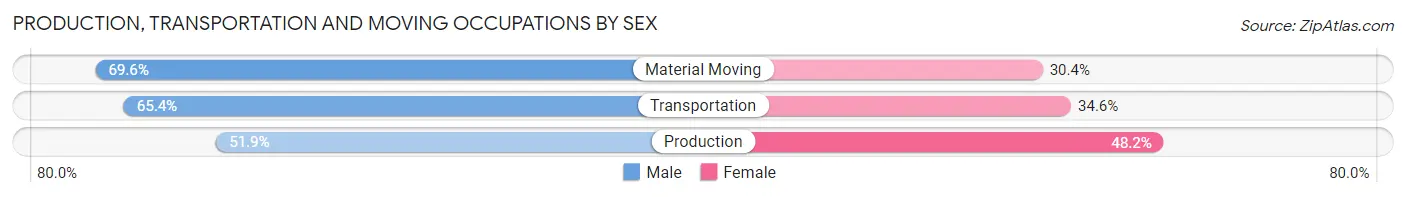 Production, Transportation and Moving Occupations by Sex in Lahaina