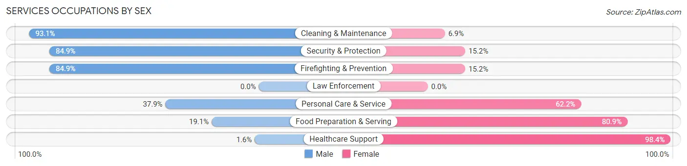 Services Occupations by Sex in Laie