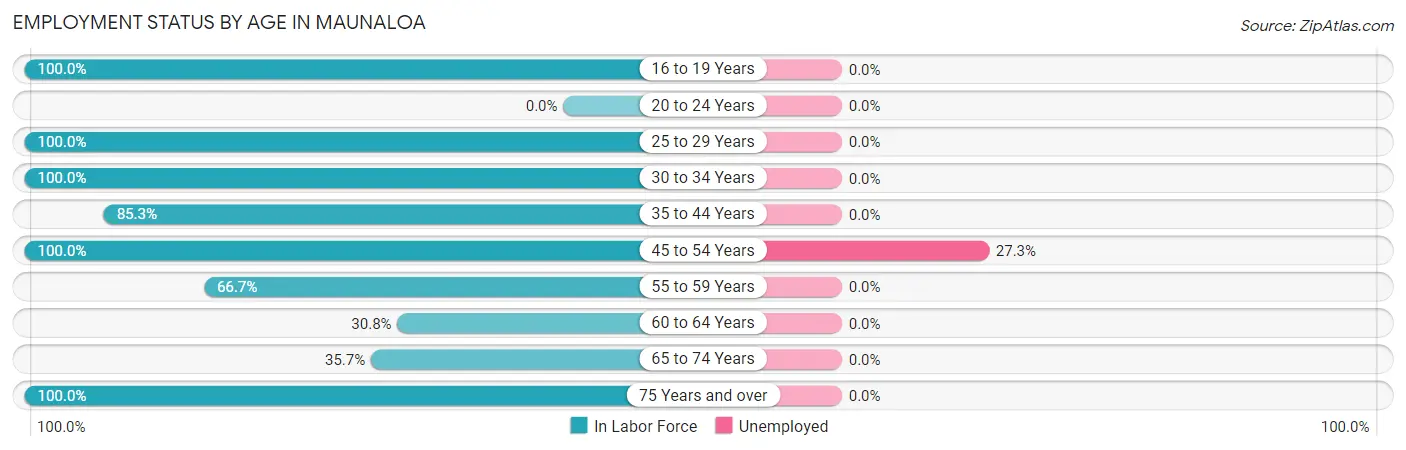 Employment Status by Age in Maunaloa