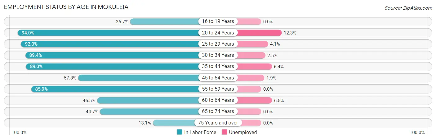 Employment Status by Age in Mokuleia